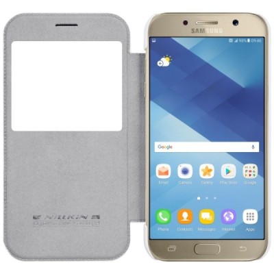 Greznais „Nillkin“ Qin sērijas ādas atvērams balts Samsung Galaxy A7 (2017) A720 maciņš / Vacins.lv