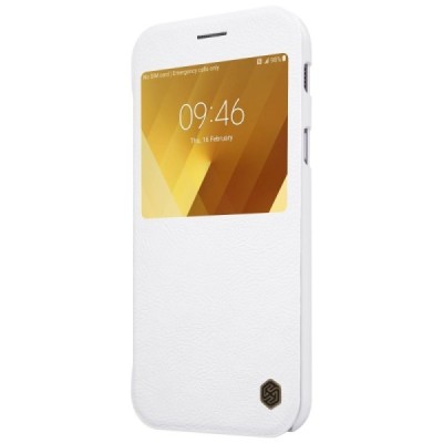 Greznais „Nillkin“ Qin sērijas ādas atvērams balts Samsung Galaxy A7 (2017) A720 maciņš / Vacins.lv