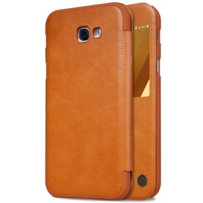 Greznais „Nillkin“ Qin sērijas ādas atvērams bruns Samsung Galaxy A7 (2017) A720 maciņš / Vacins.lv