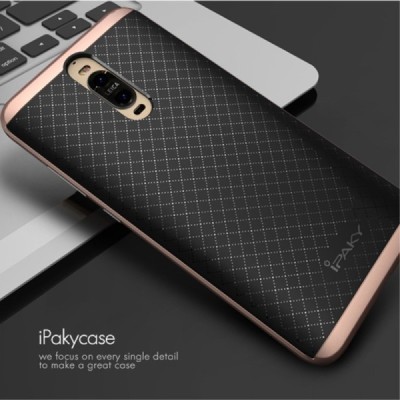 Huawei Mate 9 Pro (Mate 9 Pro Porsche Design) „IPAKY“ kieto silikono TPU juodas (rožinės spalvos apvadais) dėklas - nugarėlė / P
