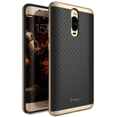 Huawei Mate 9 Pro (Mate 9 Pro Porsche Design) „IPAKY“ cieta silikona (TPU) melns apvalks (apmales - zeltā krāsā) / Vacins.lv