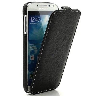 Atverčiamas „Melkco“ odinis juodas Samsung Galaxy S4 i9505, i9500 dėklas (dėkliukas) / Priedai.lt