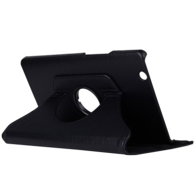 Huawei MediaPad M3 8.4 atvēramais melns ādas maciņš, grozās 360° grādu apjomā / Vacins.lv