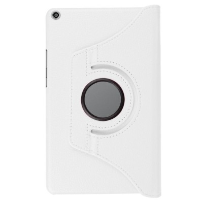 Huawei MediaPad T3 8.0 atvēramais balts ādas maciņš, grozās 360° grādu apjomā / Vacins.lv