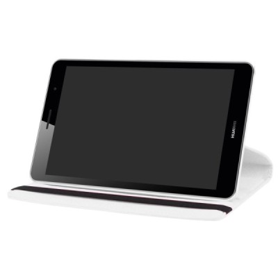 Huawei MediaPad T3 8.0 atvēramais balts ādas maciņš, grozās 360° grādu apjomā / Vacins.lv