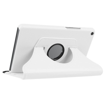 Huawei MediaPad T3 8.0 atvēramais balts ādas maciņš, grozās 360° grādu apjomā / Vacins.lv