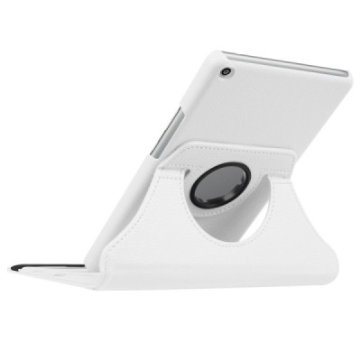 Huawei MediaPad T3 8.0 atvēramais balts ādas maciņš, grozās 360° grādu apjomā / Vacins.lv