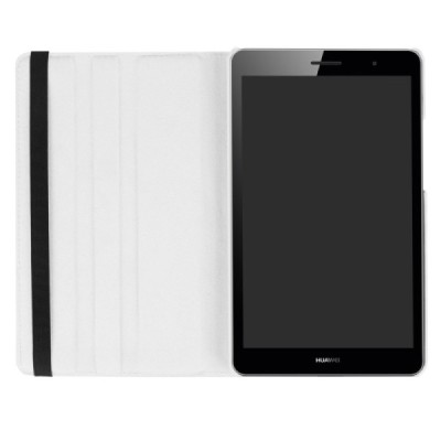 Huawei MediaPad T3 8.0 atvēramais balts ādas maciņš, grozās 360° grādu apjomā / Vacins.lv