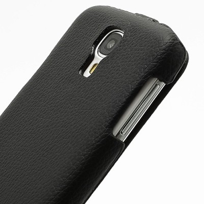 Atverčiamas „Melkco“ odinis juodas Samsung Galaxy S4 i9505, i9500 dėklas (dėkliukas) / Priedai.lt