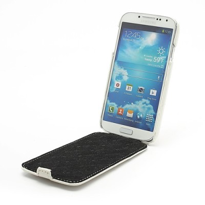Atverčiamas „Melkco“ odinis baltas Samsung Galaxy S4 i9505, i9500 dėklas (dėkliukas) / Priedai.lt