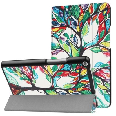 Huawei MediaPad T3 8.0 atvēramais krāsains, balts maciņš / Vacins.lv