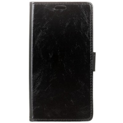 Asus Zenfone Go (ZB552KL) atvēramais ādas melns maciņš, grāmata (maks) / Vacins.lv