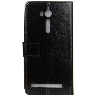 Asus Zenfone Go (ZB552KL) atvēramais ādas melns maciņš, grāmata (maks) / Vacins.lv