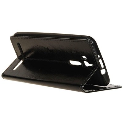 Asus Zenfone Go (ZB552KL) atvēramais ādas melns maciņš, grāmata (maks) / Vacins.lv