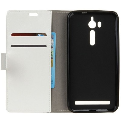 Asus Zenfone Go (ZB552KL) atvēramais ādas balts maciņš, grāmata (maks) / Vacins.lv