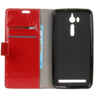 Asus Zenfone Go (ZB552KL) atvēramais ādas sarkans maciņš, grāmata (maks) / Vacins.lv