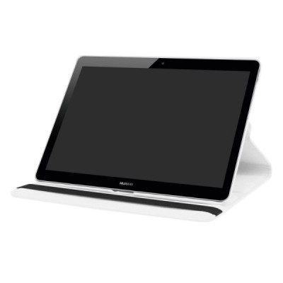 Huawei MediaPad T3 10 atvēramais balts ādas maciņš, grozās 360° grādu apjomā / Vacins.lv