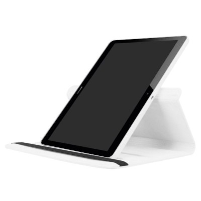 Huawei MediaPad T3 10 atvēramais balts ādas maciņš, grozās 360° grādu apjomā / Vacins.lv