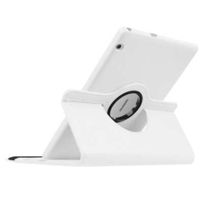 Huawei MediaPad T3 10 atvēramais balts ādas maciņš, grozās 360° grādu apjomā / Vacins.lv