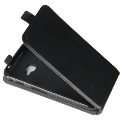 Samsung Galaxy Xcover 4 / 4S (G390, G398) klasikinis vertikaliai atverčiamas juodas odinis dėklas / Priedai.lt