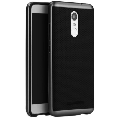 Xiaomi Redmi Note 3 ir Xiaomi Redmi Note 3 Pro „IPAKY“ kieto silikono TPU juodas (pilkais apvadais) dėklas - nugarėlė / Priedai.