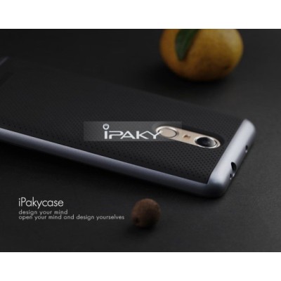 Xiaomi Redmi Note 3 ir Xiaomi Redmi Note 3 Pro „IPAKY“ kieto silikono TPU juodas (pilkais apvadais) dėklas - nugarėlė / Priedai.