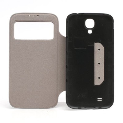 Samsung Galaxy S4 S-View stiliaus juodas atverčiamas dėklas (dėkliukas) - galinis dangtelis / Priedai.lt