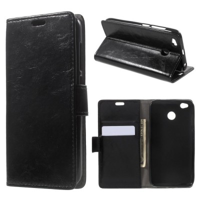 BQ Aquaris X, Aquaris X Pro atverčiamas juodas odinis dėklas, knygutė - piniginė / Priedai.lt