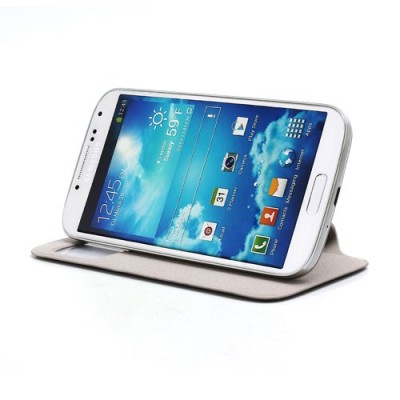 Samsung Galaxy S4 S-View stiliaus juodas atverčiamas dėklas (dėkliukas) - galinis dangtelis / Priedai.lt