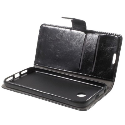BQ Aquaris X, Aquaris X Pro atverčiamas juodas odinis dėklas, knygutė - piniginė / Priedai.lt