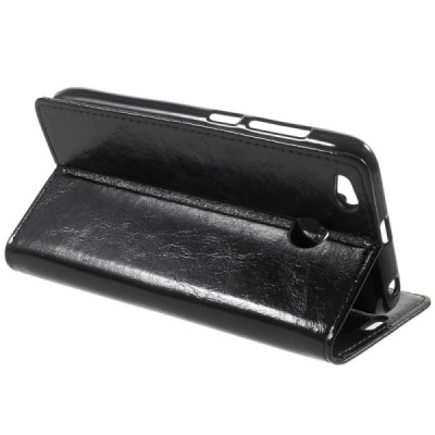 BQ Aquaris X, Aquaris X Pro atverčiamas juodas odinis dėklas, knygutė - piniginė / Priedai.lt
