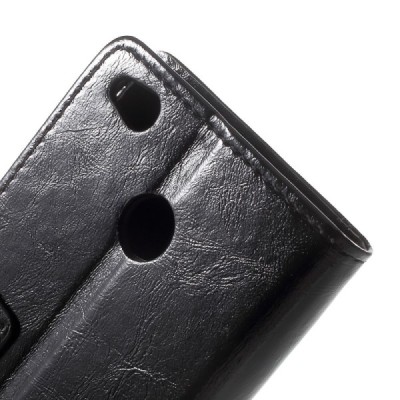 BQ Aquaris X, Aquaris X Pro atverčiamas juodas odinis dėklas, knygutė - piniginė / Priedai.lt