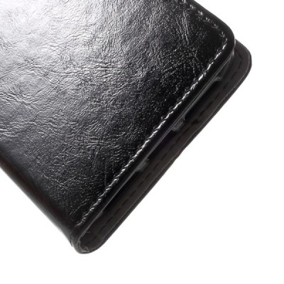 BQ Aquaris X, Aquaris X Pro atverčiamas juodas odinis dėklas, knygutė - piniginė / Priedai.lt