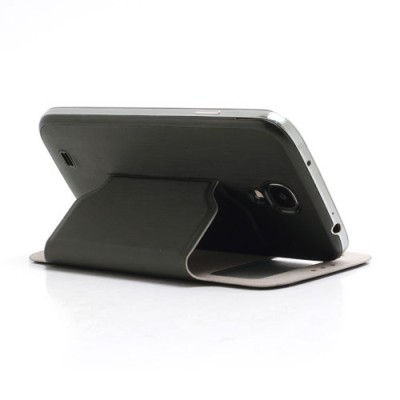 Samsung Galaxy S4 S-View stiliaus juodas atverčiamas dėklas (dėkliukas) - galinis dangtelis / Priedai.lt