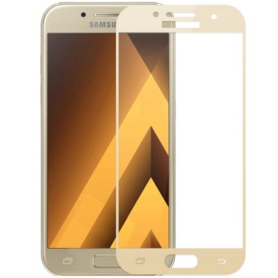 Samsung Galaxy A7 2017 (A720F, A720F Dual) „Calans“ 9H Tempered Glass sustiprintos apsaugos auksinis pilnai dengiantis apsaugini