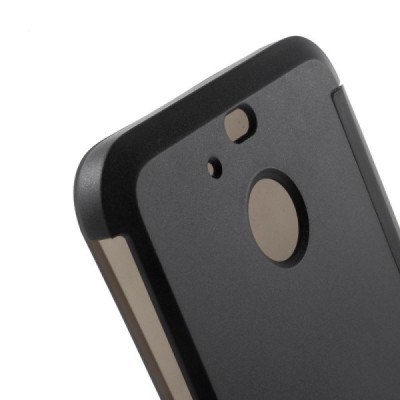 HTC 10 Evo (HTC Bolt) Dot View atvērams melns maciņš - maks / Vacins.lv