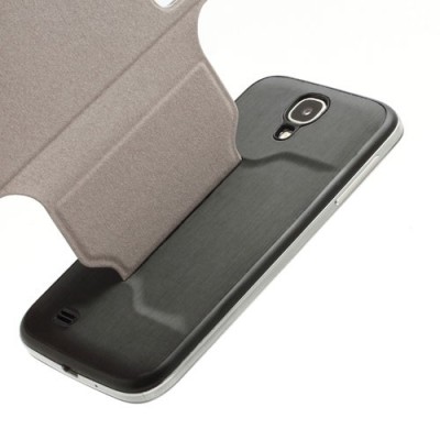 Samsung Galaxy S4 S-View stiliaus juodas atverčiamas dėklas (dėkliukas) - galinis dangtelis / Priedai.lt