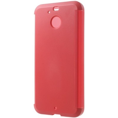 HTC 10 Evo (HTC Bolt) Dot View atvērams sarkans maciņš - maks / Vacins.lv