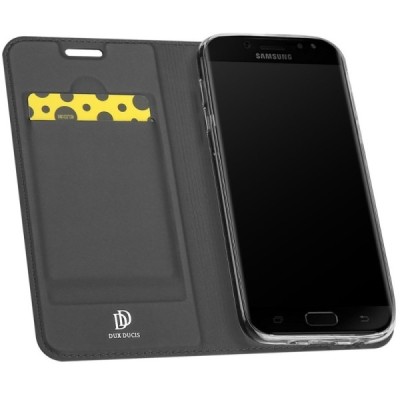 Samsung Galaxy J5 2017 (J530) „Dux Ducis“ Skin sērijas melns ādas atvērams maciņš / Vacins.lv