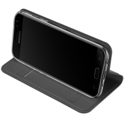 Samsung Galaxy J5 2017 (J530) „Dux Ducis“ Skin sērijas melns ādas atvērams maciņš / Vacins.lv