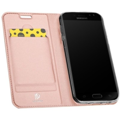 „Dux Ducis“ Skin serijos Samsung Galaxy J5 2017 (J530) rožinis odinis atverčiamas dėklas / Priedai.lt