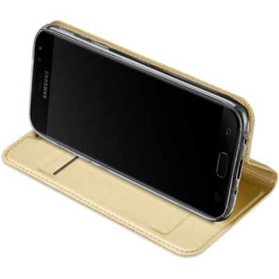 Samsung Galaxy J5 2017 (J530) „Dux Ducis“ Skin sērijas zelta ādas atvērams maciņš / Vacins.lv