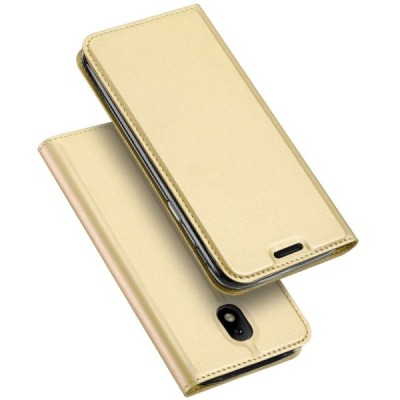 Samsung Galaxy J5 2017 (J530) „Dux Ducis“ Skin sērijas zelta ādas atvērams maciņš / Vacins.lv