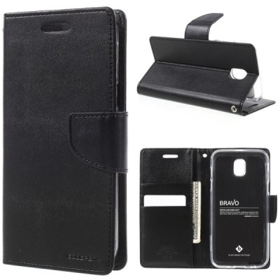 „Mercury Goospery“ Samsung Galaxy J5 2017 (J530) melns ādas maciņš / Vacins.lv