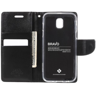 „Mercury Goospery“ Samsung Galaxy J5 2017 (J530) melns ādas maciņš / Vacins.lv