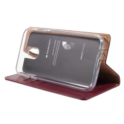 „Mercury“ Bravo Diary Samsung Galaxy J5 2017 (J530) bordo ādas maciņš / Vacins.lv