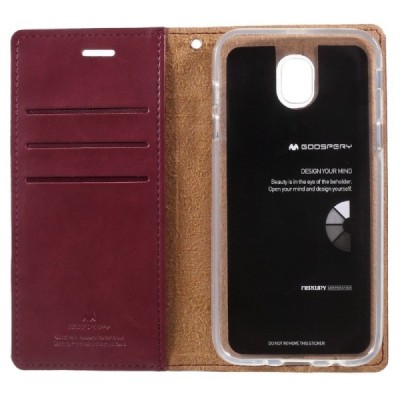 „Mercury“ Bravo Diary Samsung Galaxy J5 2017 (J530) bordo ādas maciņš / Vacins.lv