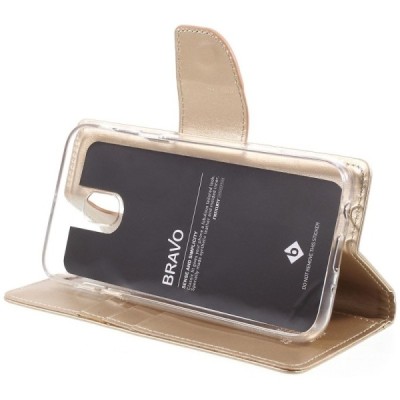 „Mercury Goospery“ Samsung Galaxy J5 2017 (J530) zelta ādas maciņš / Vacins.lv