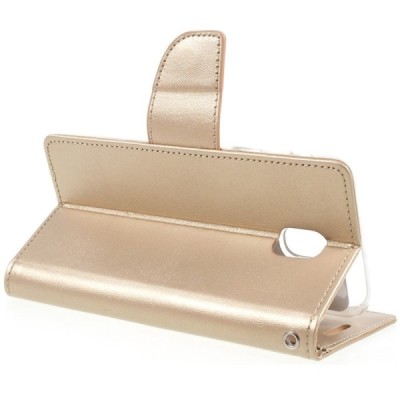 „Mercury Goospery“ Samsung Galaxy J5 2017 (J530) zelta ādas maciņš / Vacins.lv