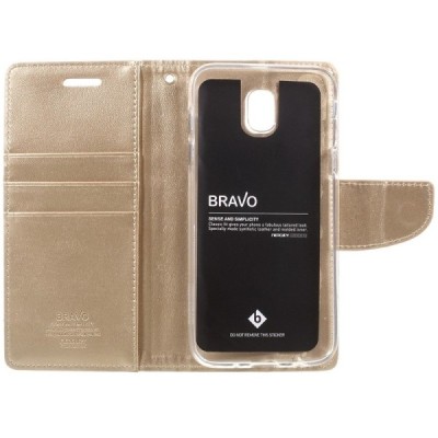 „Mercury Goospery“ Samsung Galaxy J5 2017 (J530) zelta ādas maciņš / Vacins.lv